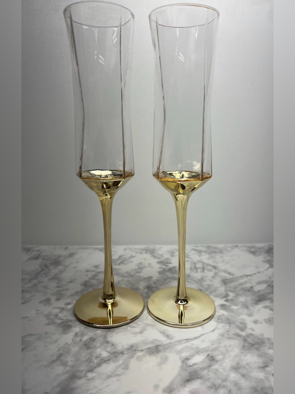 Rachel Zoe Gold Stem Champagne Flutes (Set of 2)